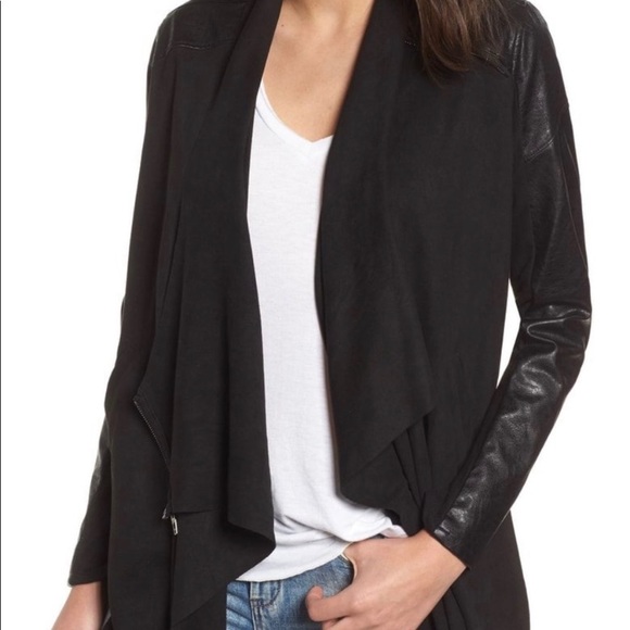 Blank NYC Faux Leather Moto Drape Jacket Size Small - Picture 3 of 5